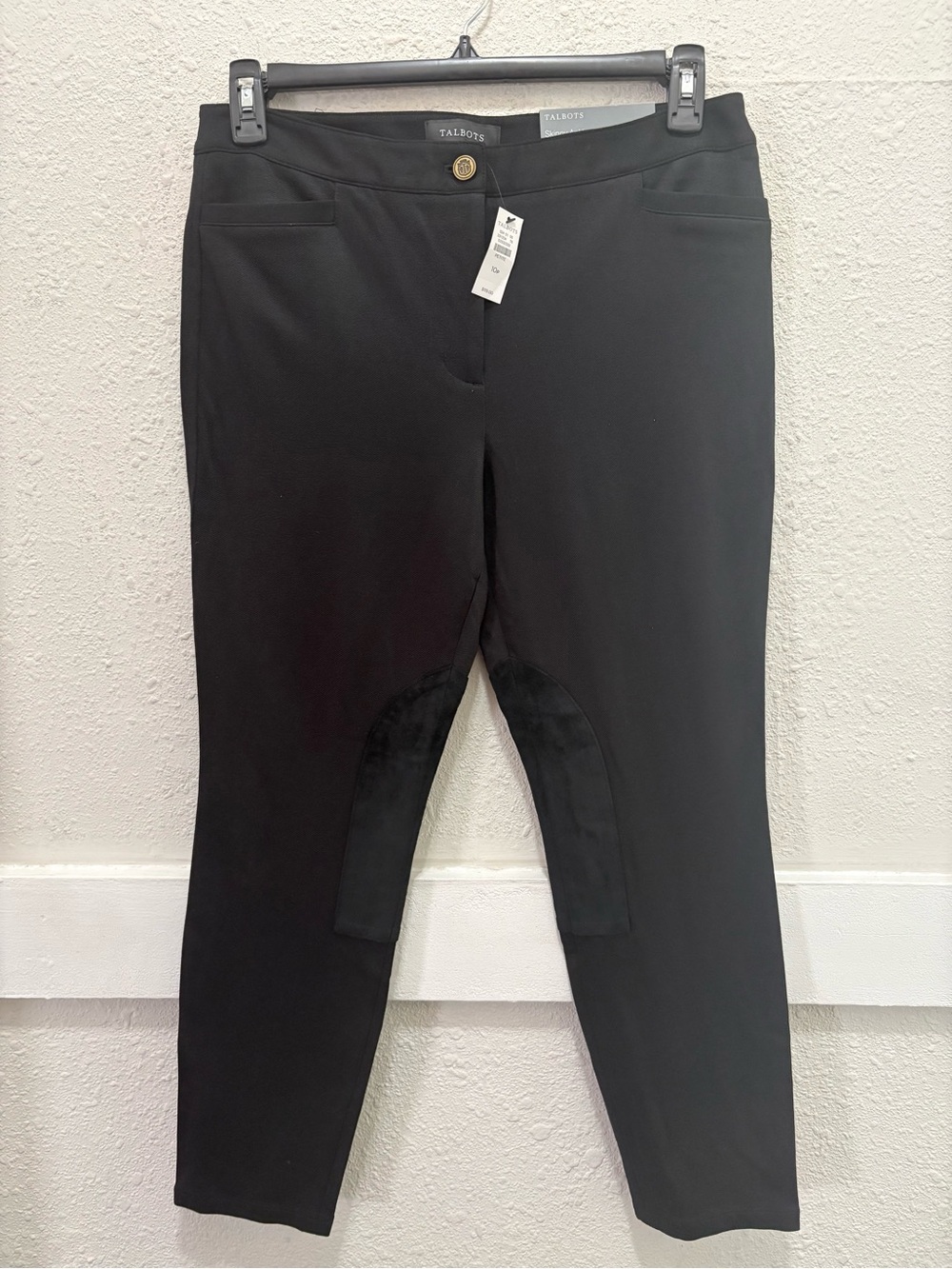 Talbots Dalton Pants Faux Suede Patch Skinny Ankle in Black NWT 10 Petite